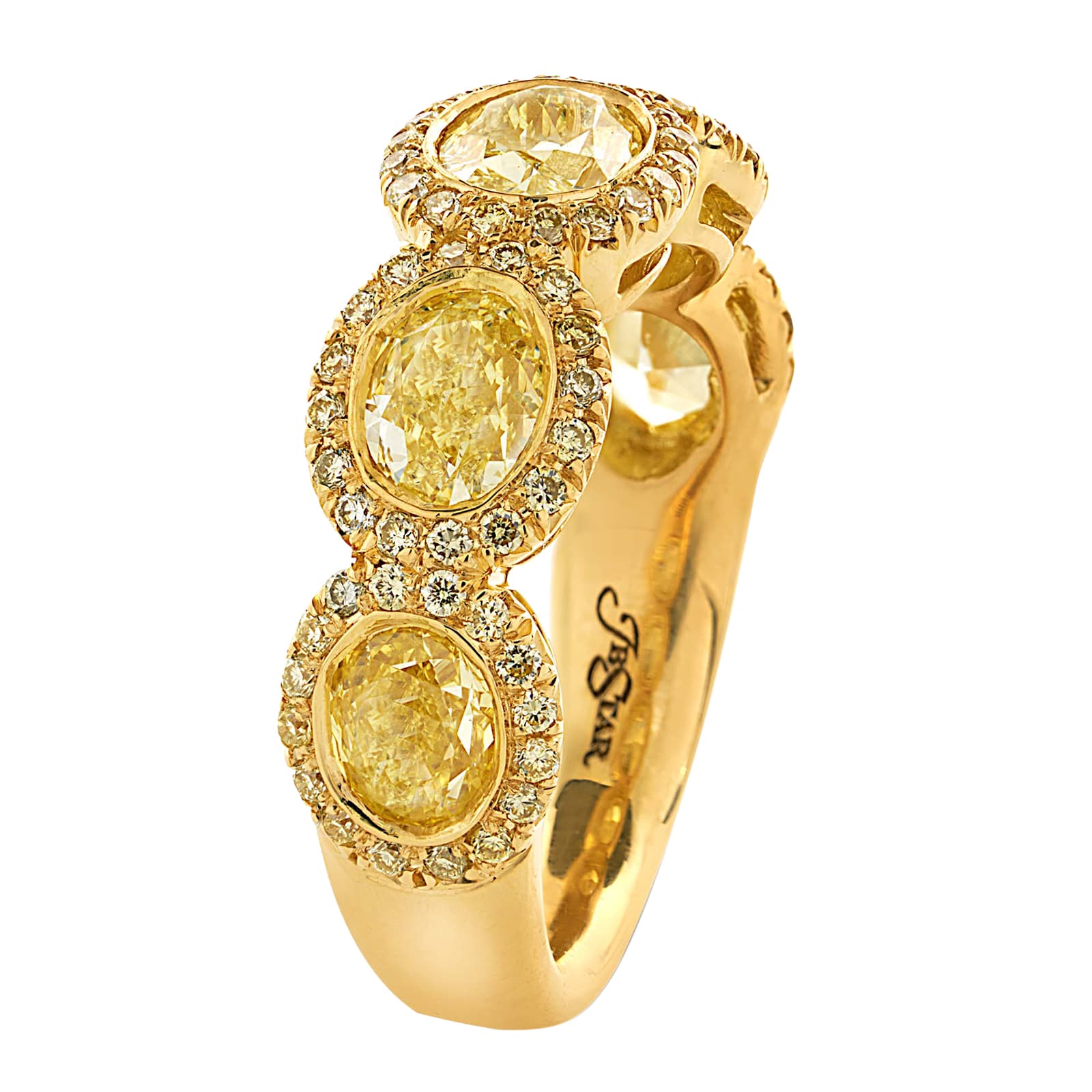 JB Star 18k Yellow Gold 3.08cttw Oval Cut 5 Stone Diamond Band -Ring Size 6.5