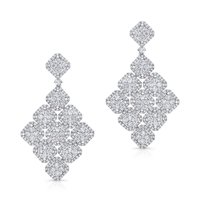 Uneek 18k White Gold 6.30cttw Diamond Diamond Drop Earrings
