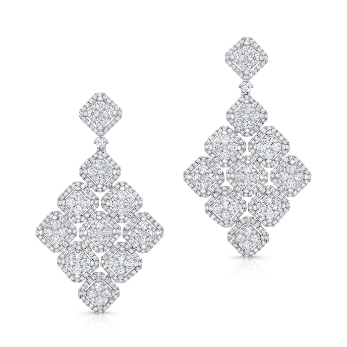 Uneek 18k White Gold 6.30cttw Diamond Diamond Drop Earrings