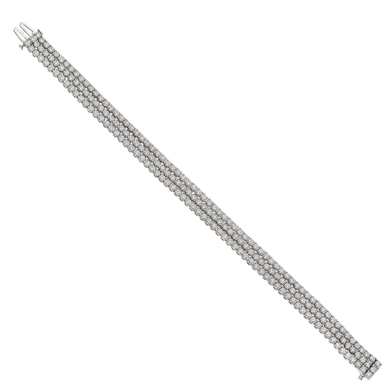 Mayors 18k White Gold 10.20cttw Diamond Three Row Bracelet