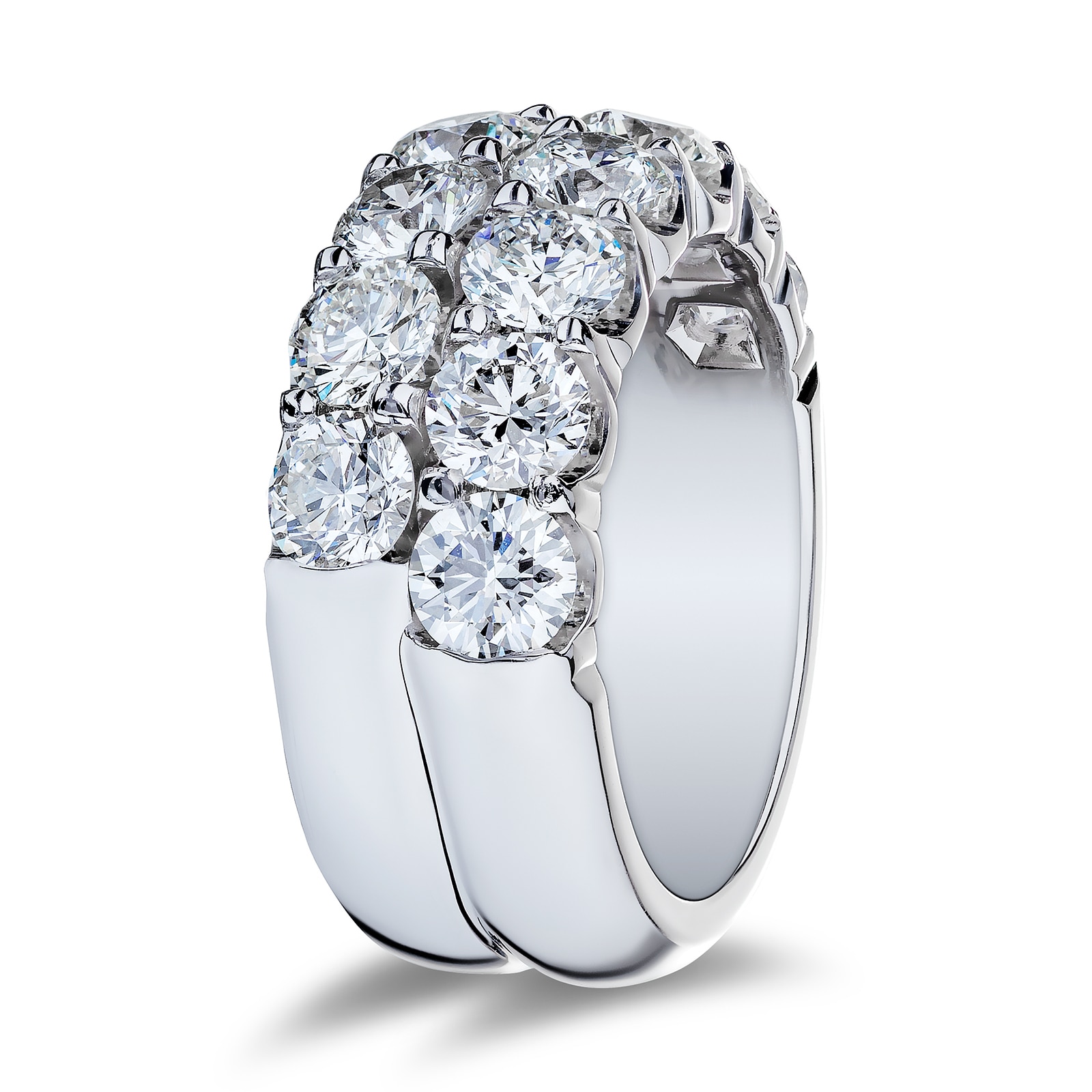 Mayors 18k White Gold 4.90cttw Diamond 2 Row Half Eternity Band - Size 6.75