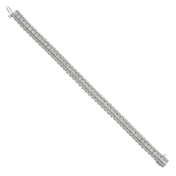 Mayors 18k White Gold 11.76cttw Diamond Three Row Fashion Bracelet