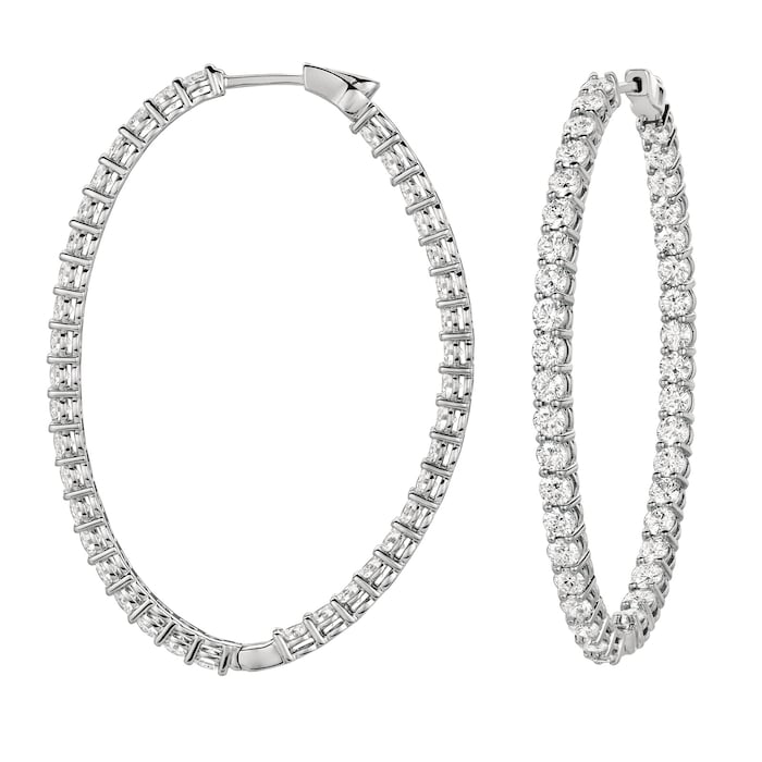 Mayors 18k White Gold 8.19cttw Diamond Hoop Earrings