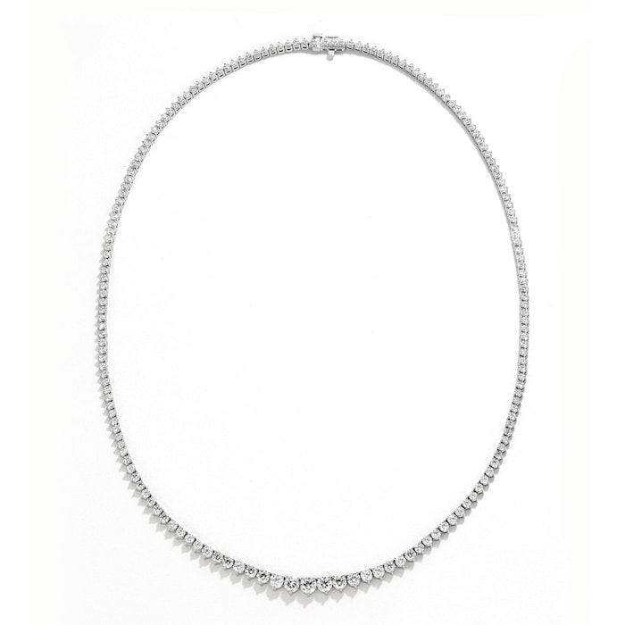 Mayors 18k White Gold 8.08cttw Diamond Graduated Necklace - 17 Inch