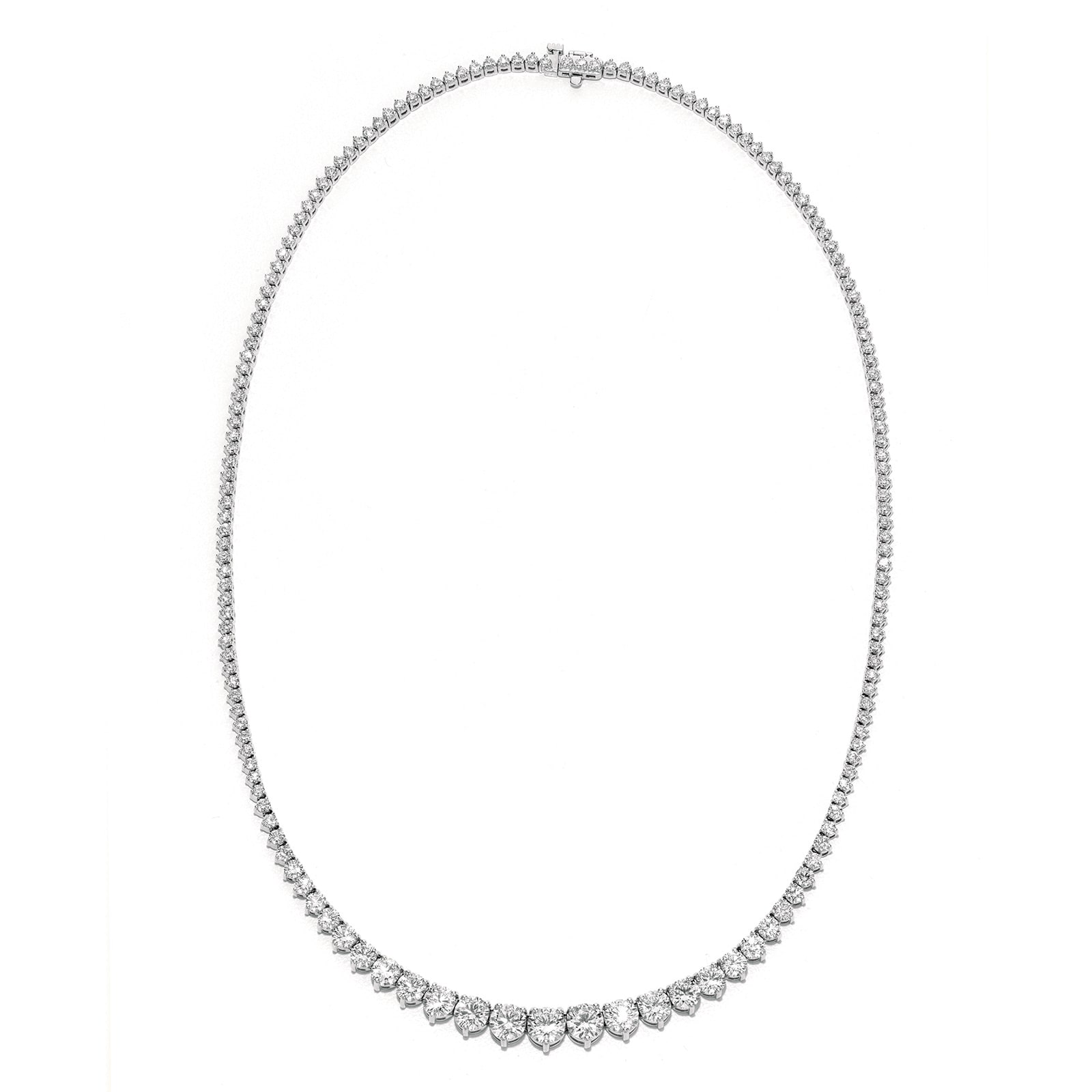 Mayors 18k White Gold 12.20cttw Diamond Graduated Necklace - 17 Inch