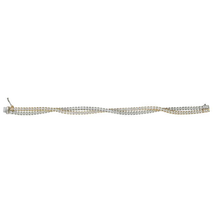 Betteridge 18k White and Yellow Gold 7.20cttw Diamond 2 Strand Twist Line Bracelet 7.5"