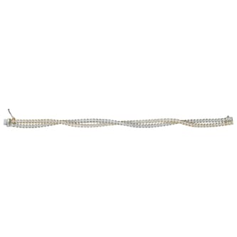 Leo Pizzo 18k White and Yellow Gold 7.20cttw Diamond 2 Strand Twist Line Bracelet 7.5"
