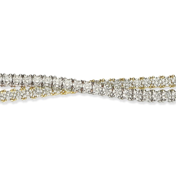 Leo Pizzo 18k White and Yellow Gold 7.20cttw Diamond 2 Strand Twist Line Bracelet 7.5"