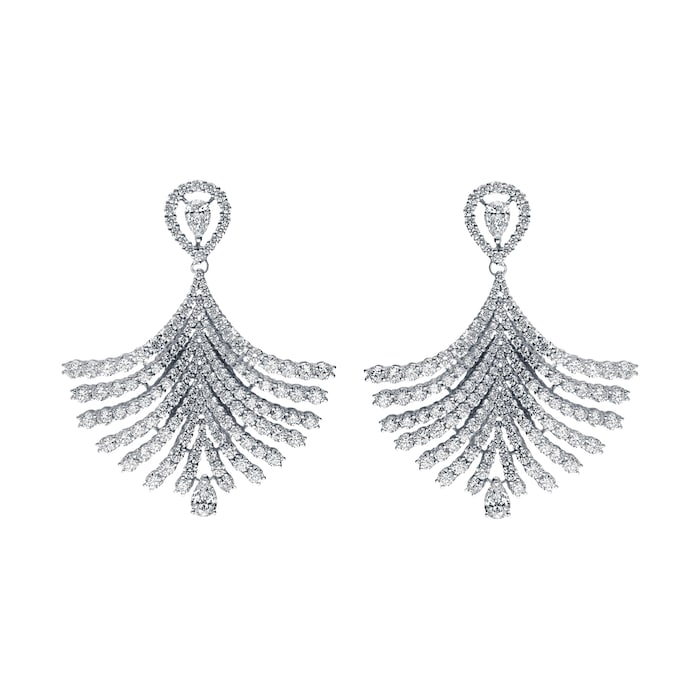 Betteridge 18k White Gold 10.10cttw Diamond Graduated Fan Drop Earrings