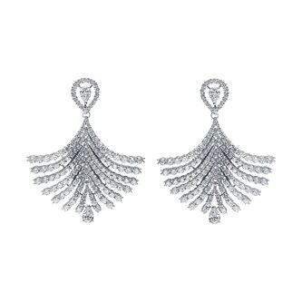 Betteridge 18k White Gold 10.10cttw Diamond Graduated Fan Drop Earrings