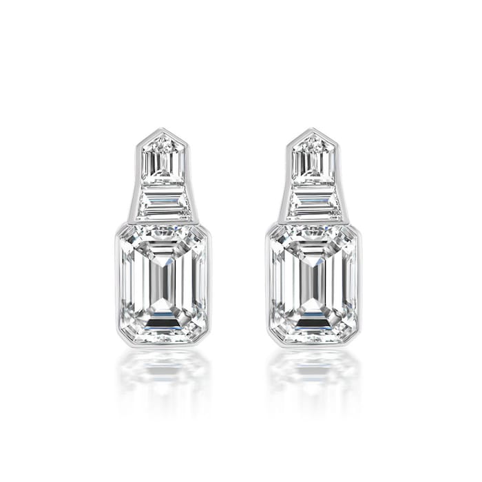 Betteridge 18k White Gold 4.84cttw Mixed Cut Diamond Bezel Set Drop Earrings