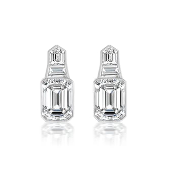 Betteridge 18k White Gold 4.84cttw Mixed Cut Diamond Bezel Set Drop Earrings