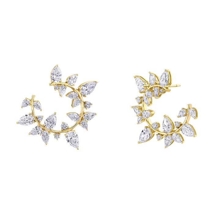 Betteridge 18k Yellow Gold 8.21cttw Pear and Brilliant Cut Diamond 'C' Earrings