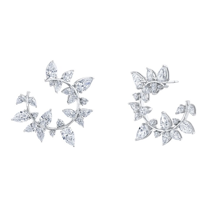 Betteridge 18k White Gold 8.39cttw Pear and Brilliant Cut Diamond 'C' Earrings