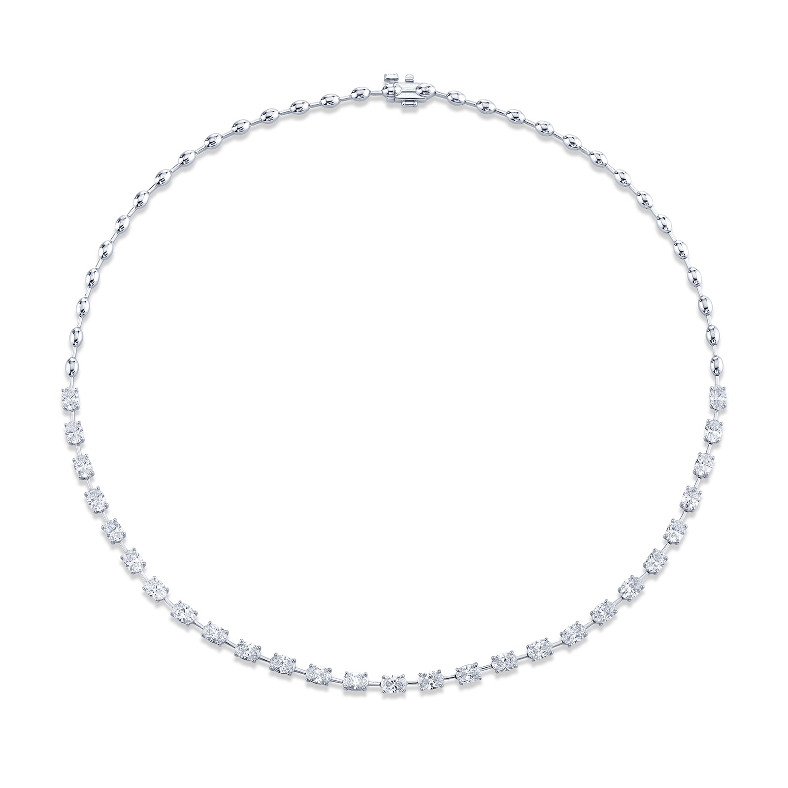 Betteridge 18k White Gold 6.77cttw Oval Cut Diamond Necklace 16"