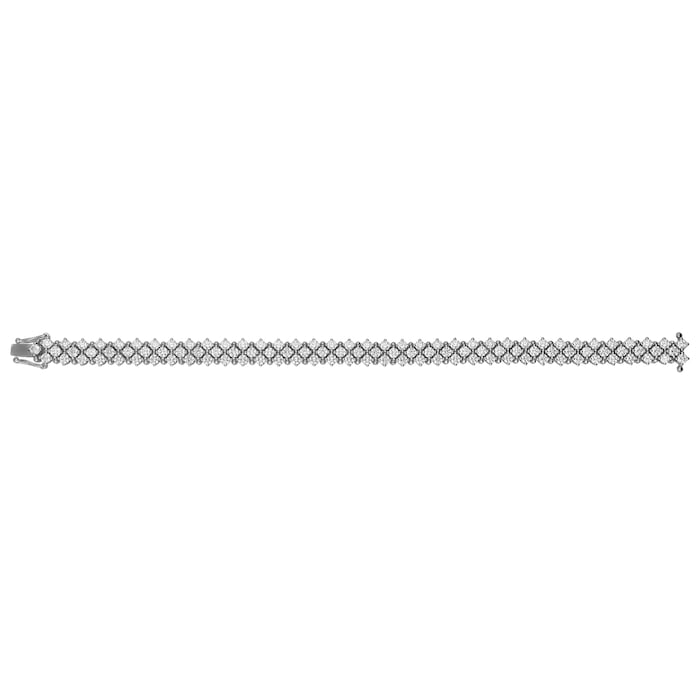 Betteridge 18k White Gold 8.23cttw 3 Row Brilliant Cut Diamond Bracelet 7"