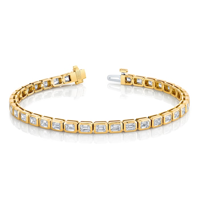 Betteridge 18k Yellow Gold 6.61cttw Emerald Cut Diamond Bezel Set Bracelet