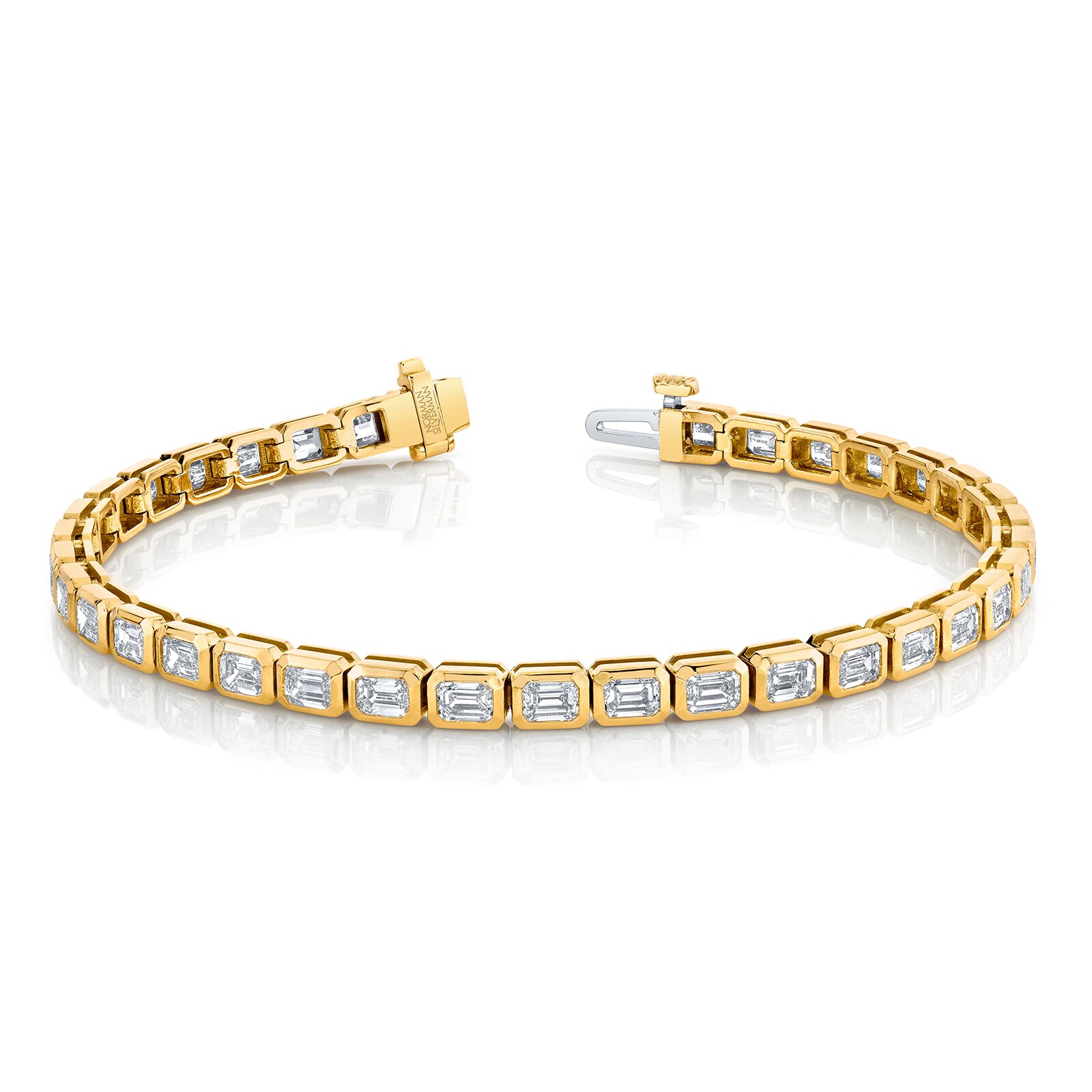Betteridge 18k Yellow Gold 6.61cttw Emerald Cut Diamond Bezel Set Bracelet
