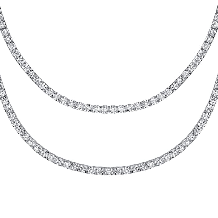 Betteridge 18k White Gold 8.70cttw Diamond 2 Row Line Necklace