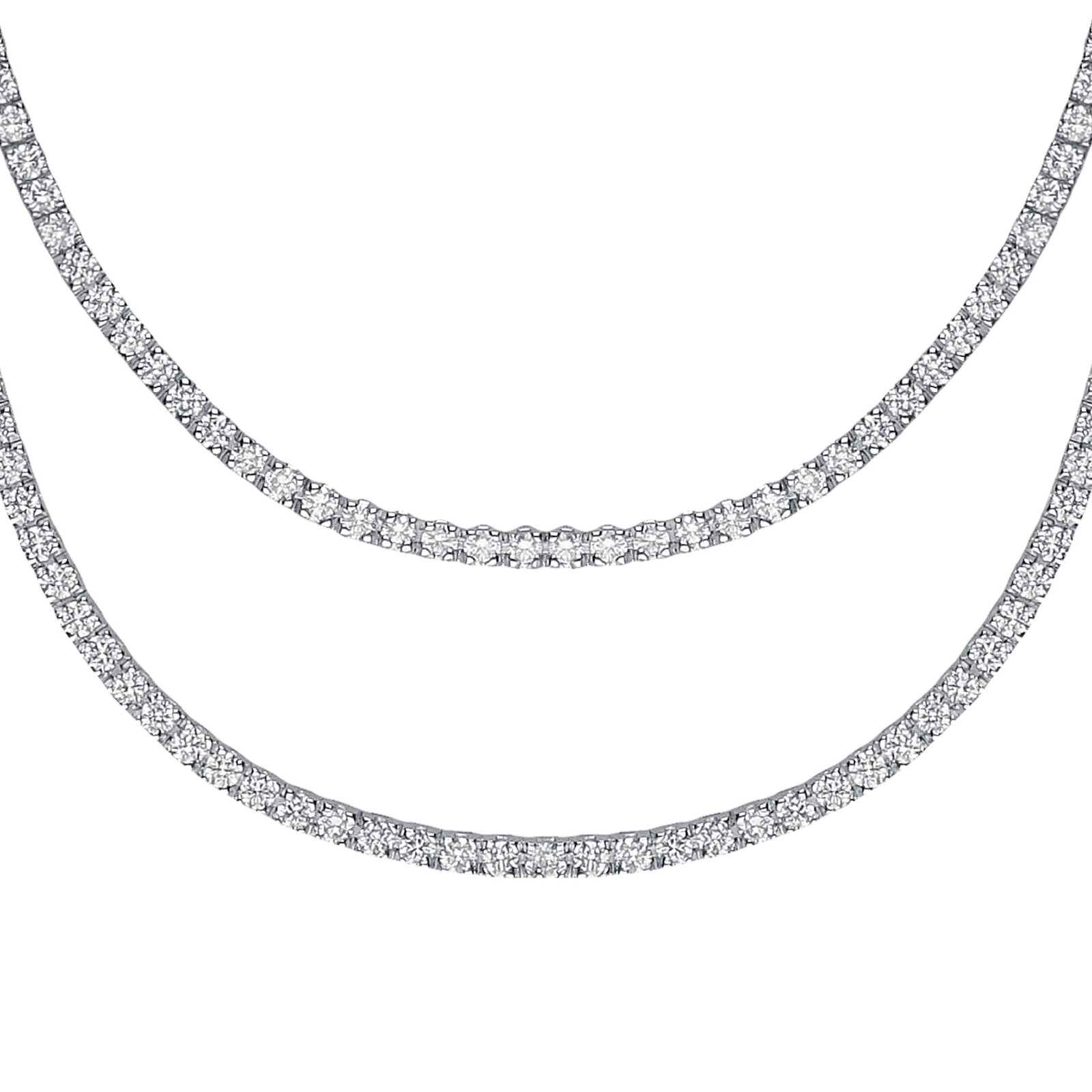 Betteridge 18k White Gold 8.70cttw Diamond 2 Row Line Necklace