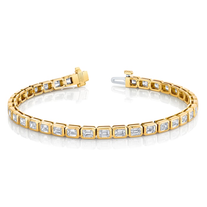 Betteridge 18k Yellow Gold 6.62cttw Emerald Cut Diamond Bezel Set Bracelet