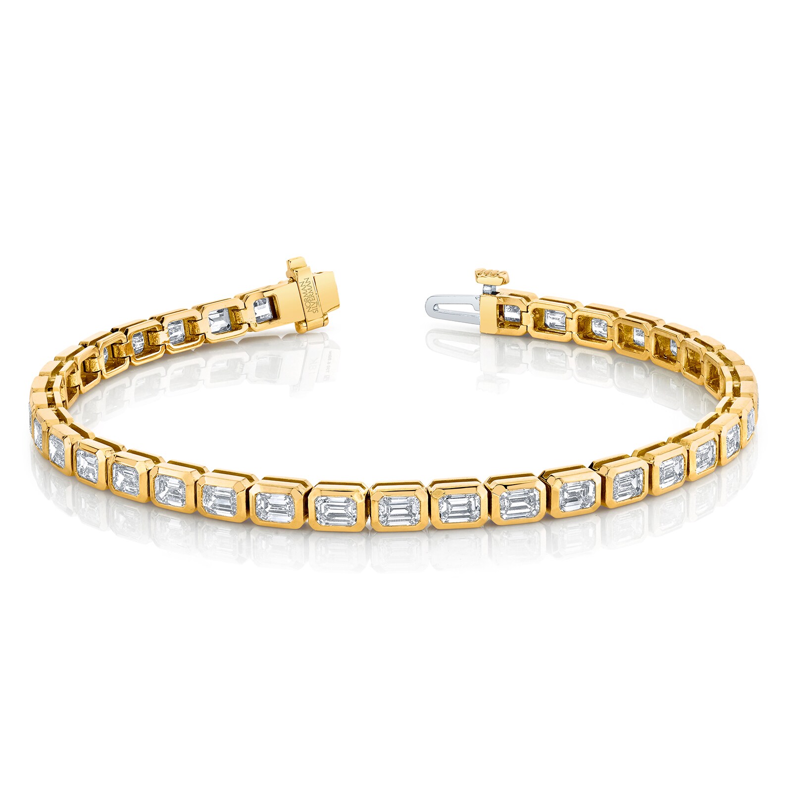 Betteridge 18k Yellow Gold 6.62cttw Emerald Cut Diamond Bezel Set Bracelet