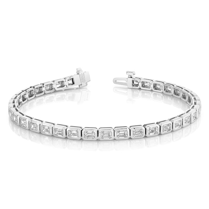 Betteridge 18k White Gold 6.62cttw Emerald Cut Diamond Bezel Set Bracelet