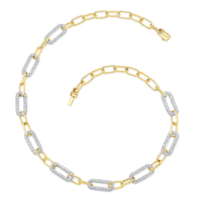 Uneek 18k Yellow and White Gold 10.86cttw Pave Diamond Oval Link Necklace 17"