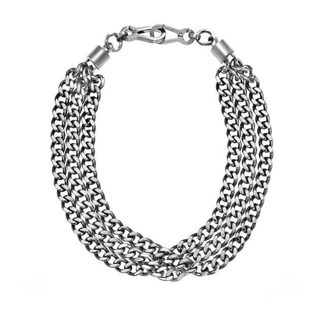 DKNY Chambers Silver-tone L Chain Statement Necklace.