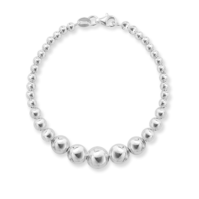 Mappin & Webb Sonnet Silver Graduated 8mm - 12mm Bead Bracelet