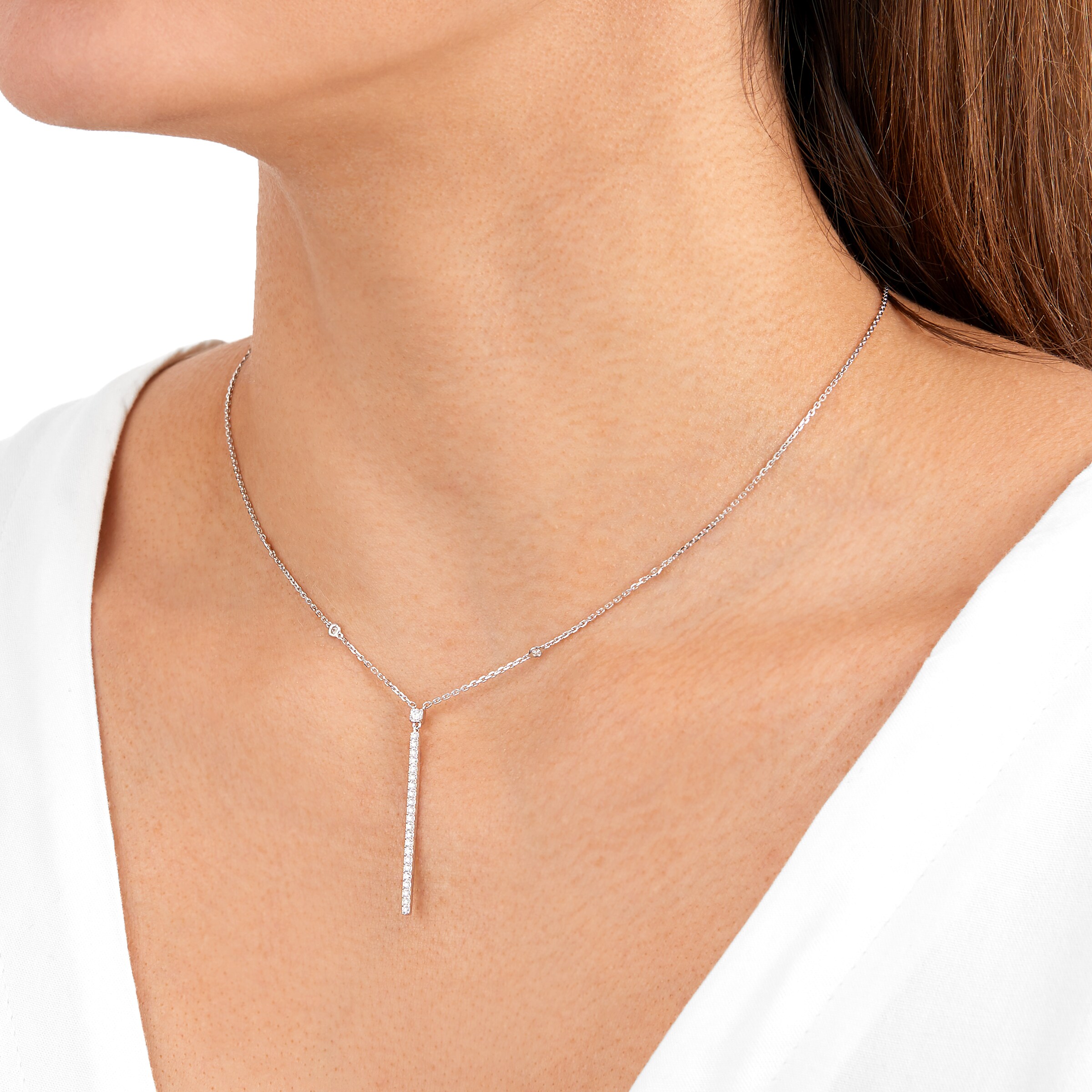 Pave Long Curve Necklace | PRMAL