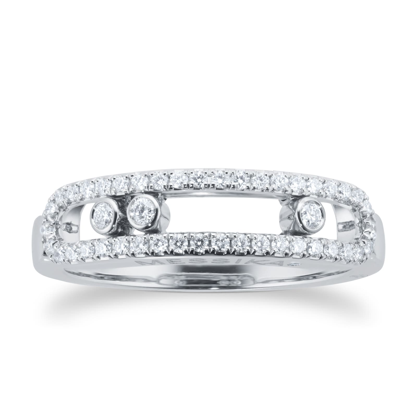 Move Classique Pave Set Diamond Ring In 18ct White Gold - Ring Size L