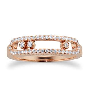 Messika Move Uno Pave Set Diamond Ring In 18ct Rose Gold