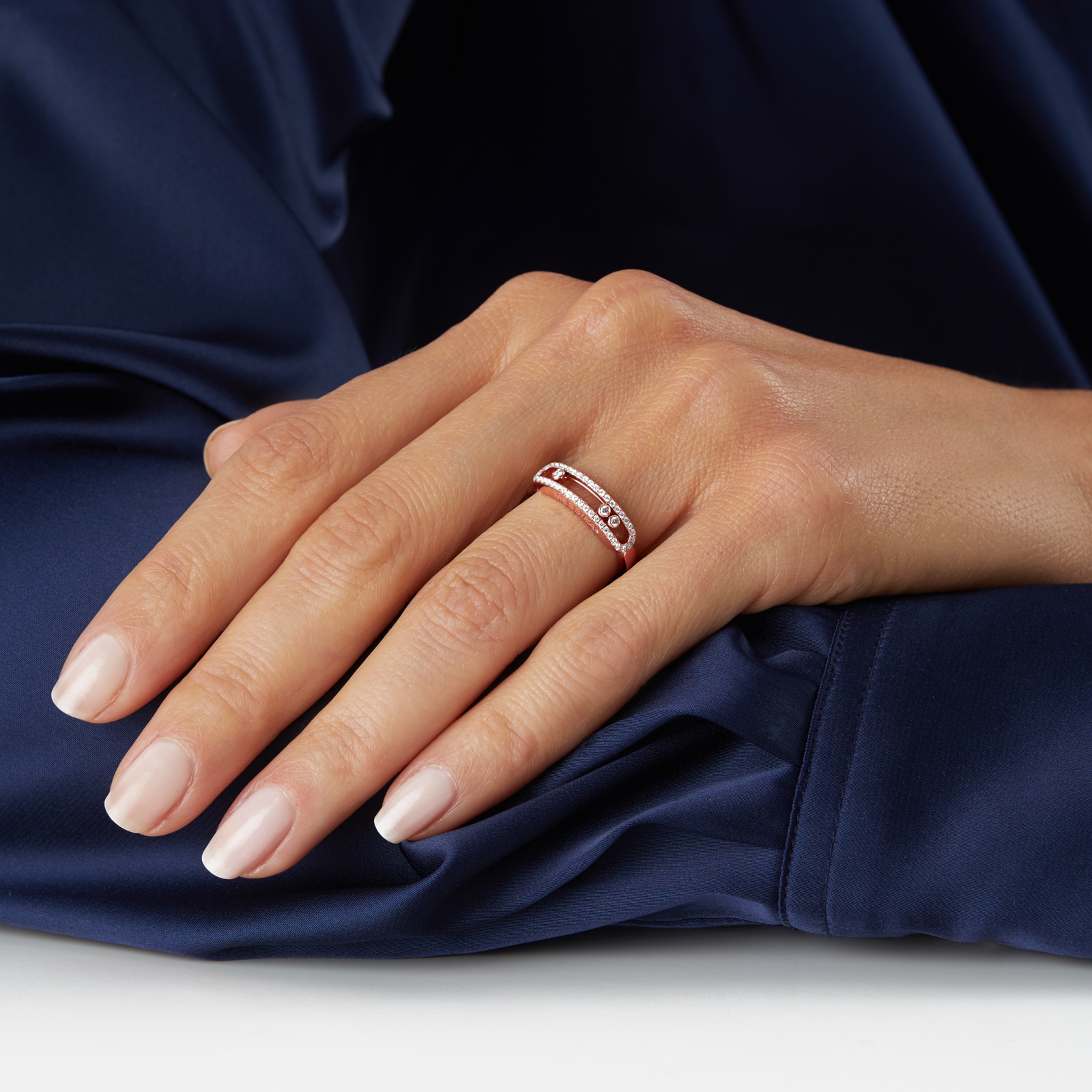 Messika Move Uno Pave Set Diamond Ring In 18ct Rose Gold Messika Move Uno Pave Set Diamond Ring In 18ct Rose Gold