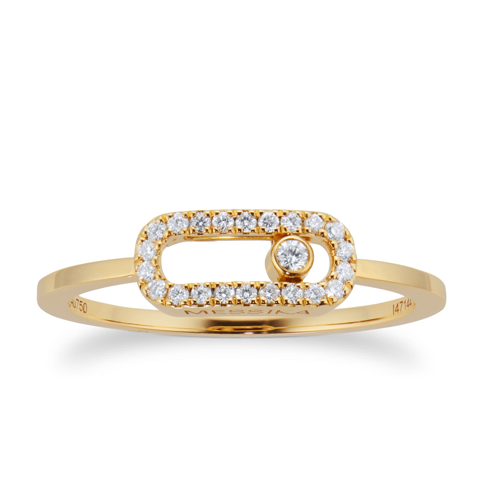 Messika 18ct Yellow Gold Move Uno 0.09cttw Diamond Pave Ring