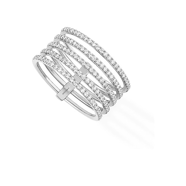 Messika Gatsby Five Row Diamond Ring In 18ct White Gold