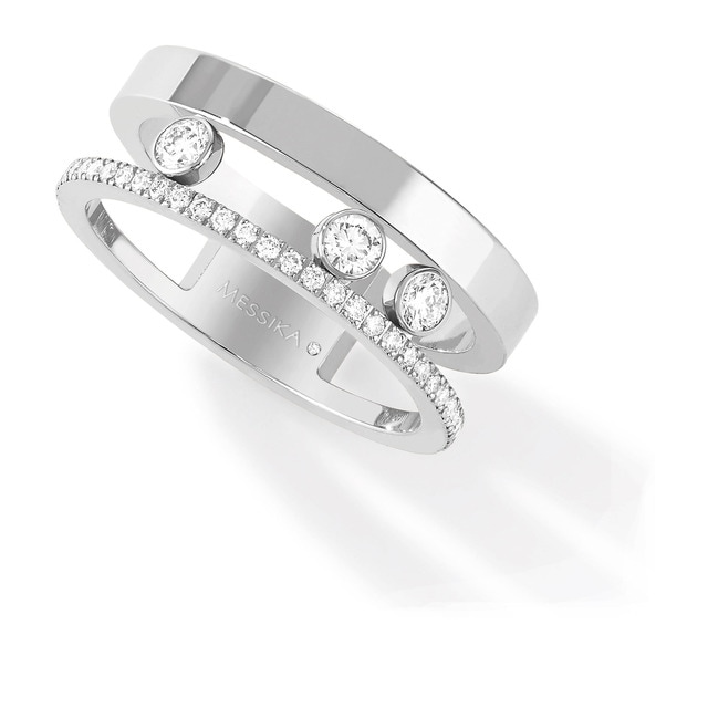 Move Joaillerie Diamond Set Ring In 18ct White Gold - Ring Size K