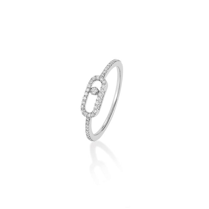 Messika 18ct White Gold Move Uno Pave Ring - Ring Size N