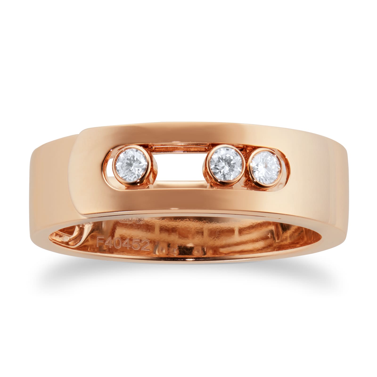 18ct Rose Gold Move Diamond Ring - Ring Size K