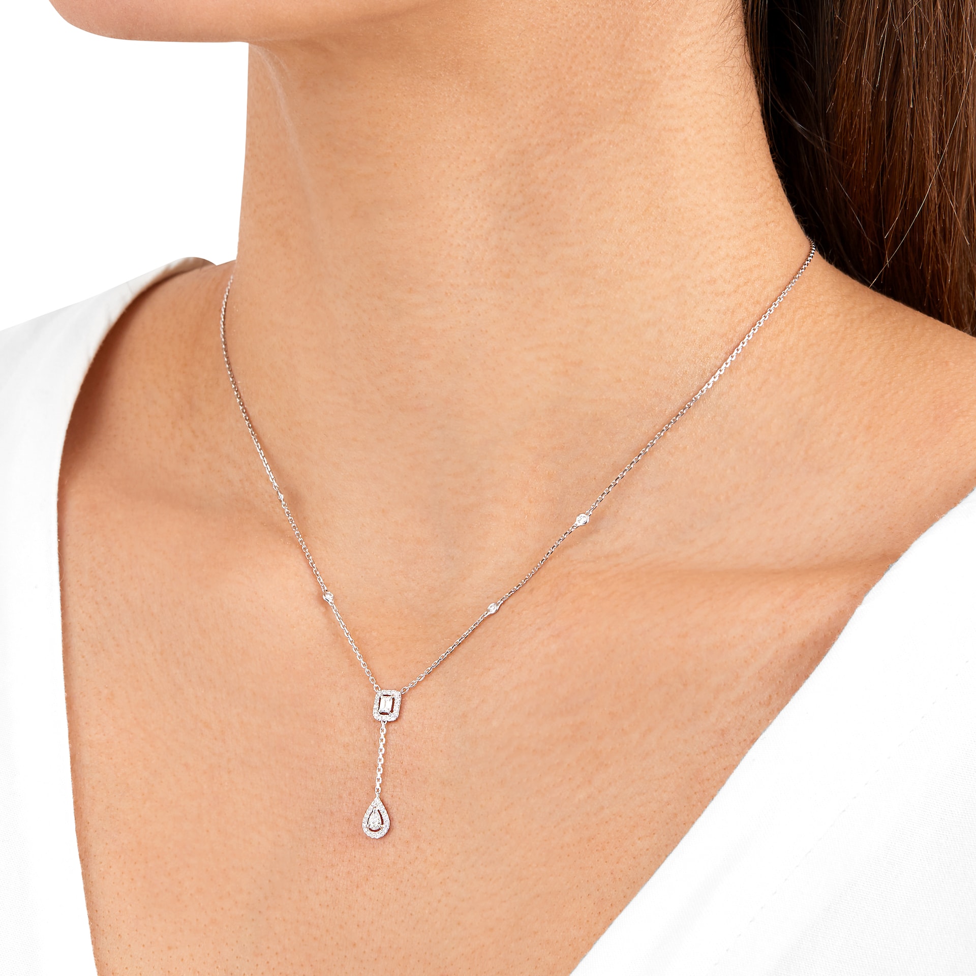 Messika My Twin Tie 0.36cttw Diamond Necklace