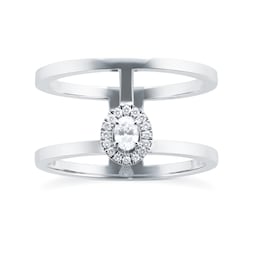37710155 - Glam'Azone Two Row Diamond Ring In 18ct White Gold
