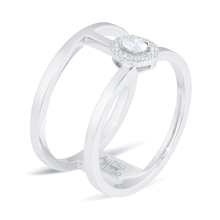 Messika Glam'Azone Two Row Diamond Ring In 18ct White Gold