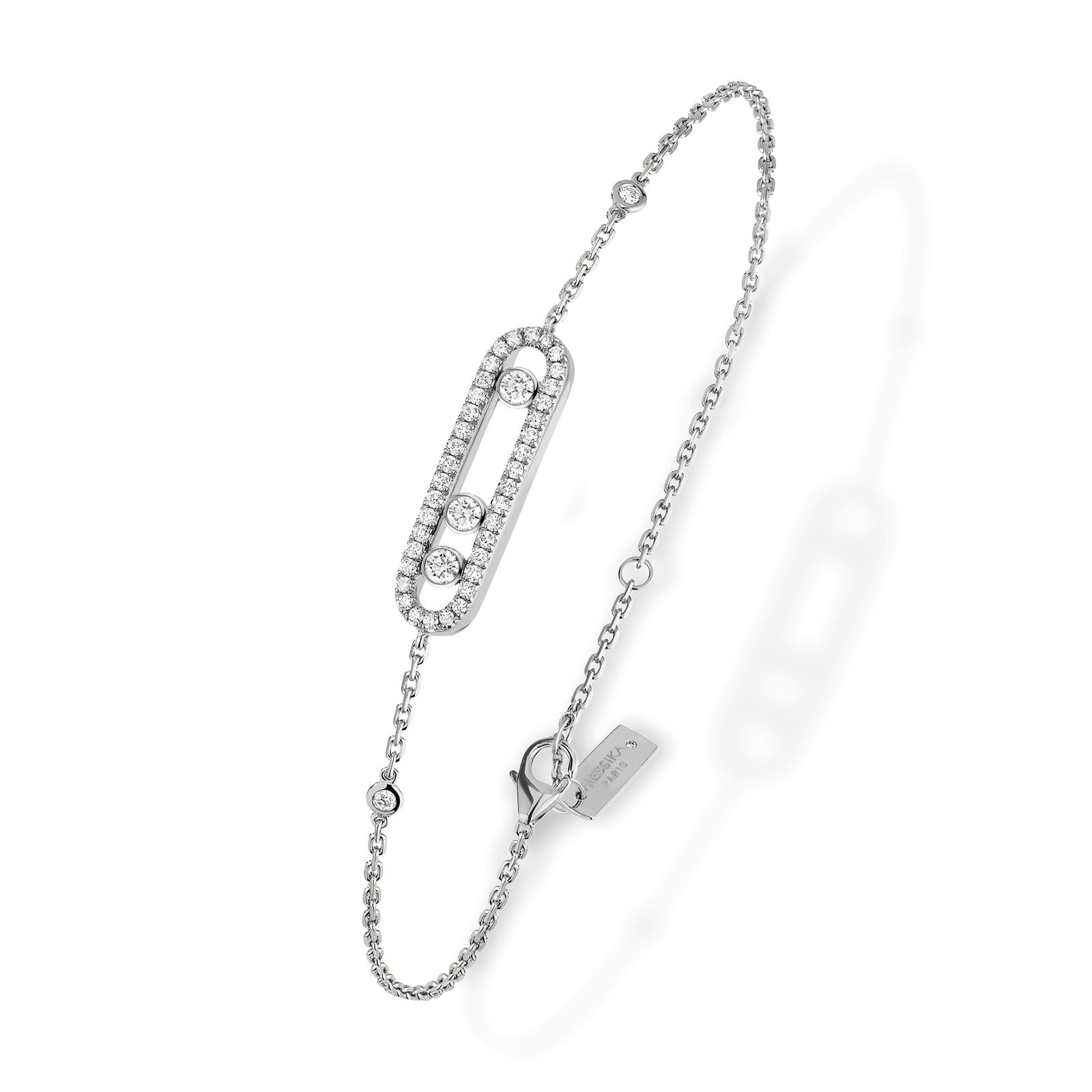 Messika 18k White Gold 0.30cttw Pave Diamond Baby Move Bracelet 18.5cm
