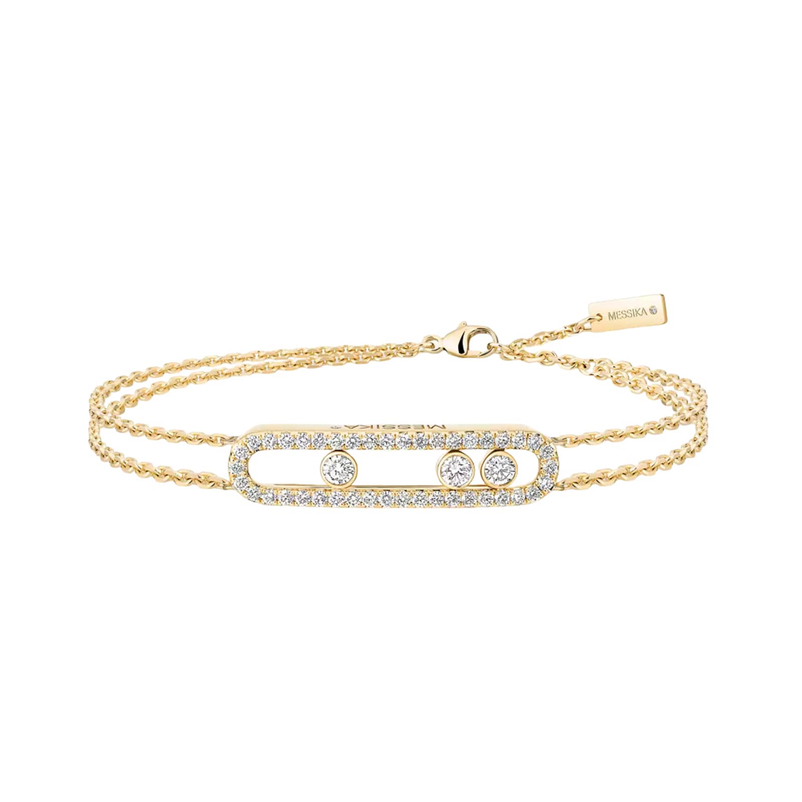Messika 18K Yellow Gold Move Classique Pave Diamond Bracelet