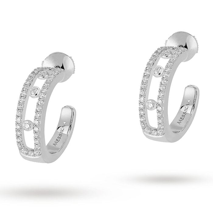 Messika 18k White Gold 0.50cttw Pave Diamond Move Hoop Earrings