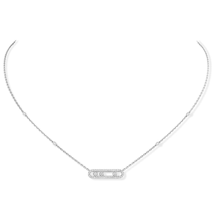 Messika 18k White Gold 0.35cttw Pav&eacute; Diamond Move Classique Necklace 45cm