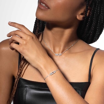 Messika 18k White Gold 0.35cttw Pavé Diamond Move Classique Necklace 45cm Messika 18k White Gold 0.35cttw Pavé Diamond Move Classique Necklace 45cm
