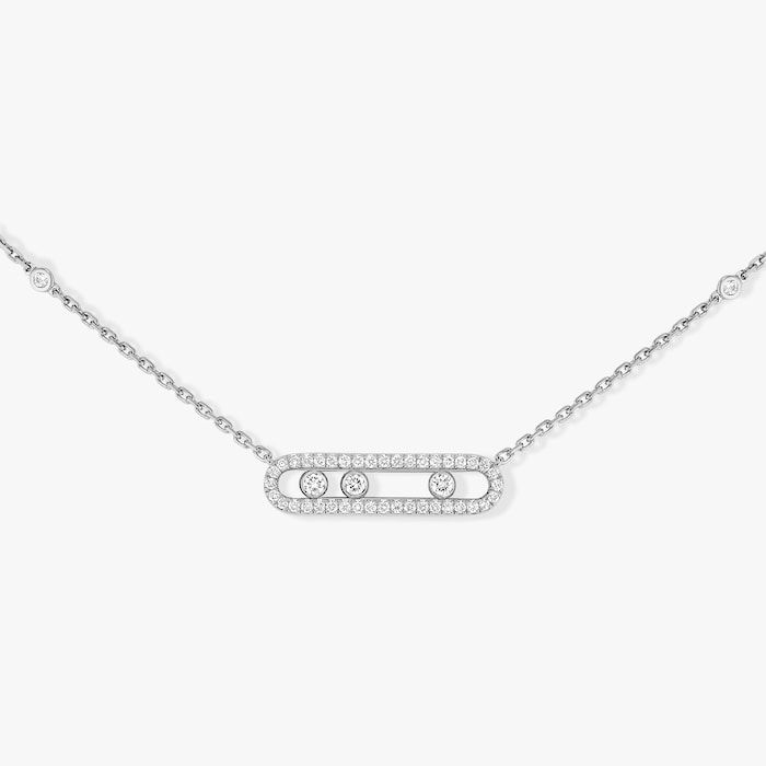 Messika 18k White Gold 0.35cttw Pav&eacute; Diamond Move Classique Necklace 45cm