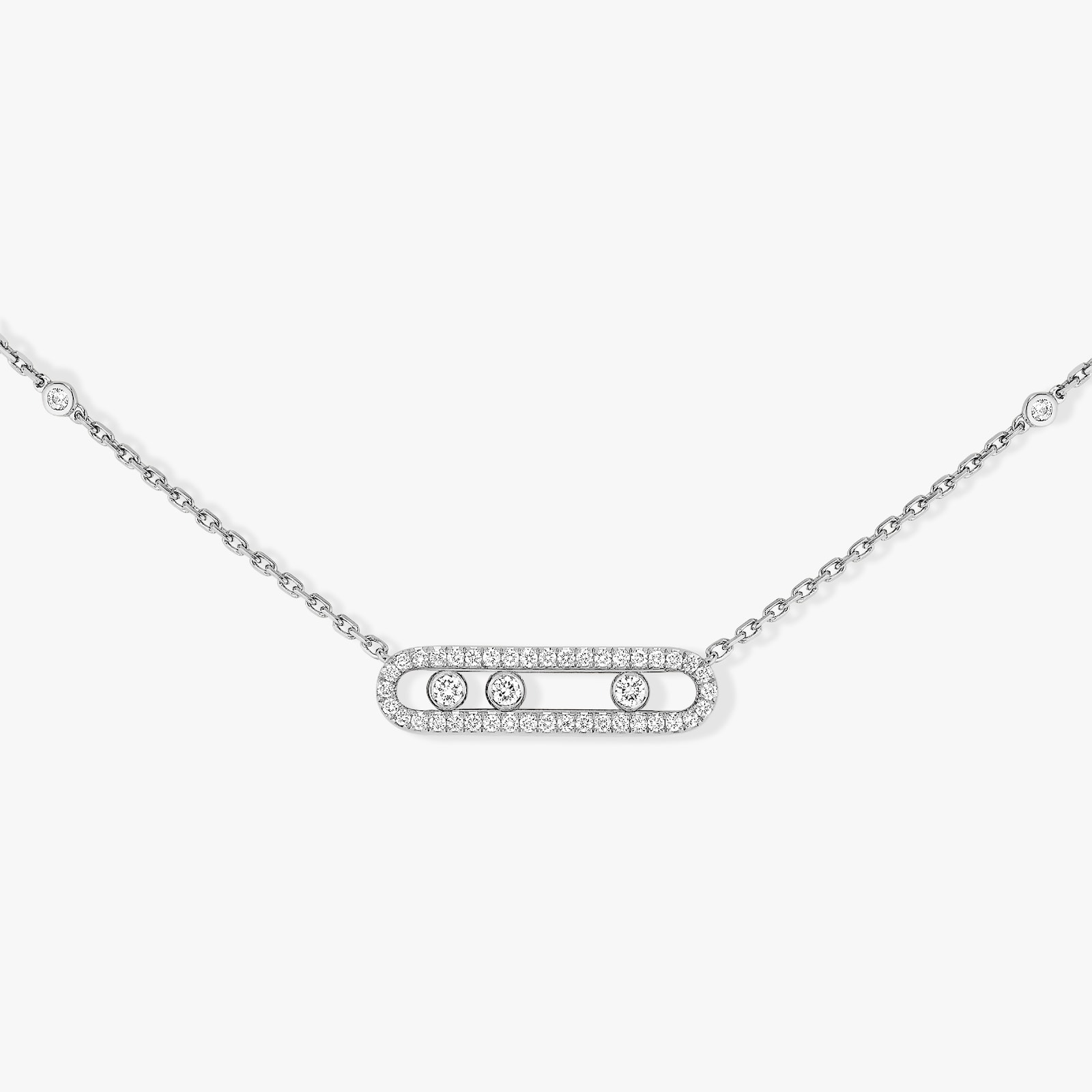 Messika 18k White Gold 0.35cttw Pavé Diamond Move Classique Necklace 45cm