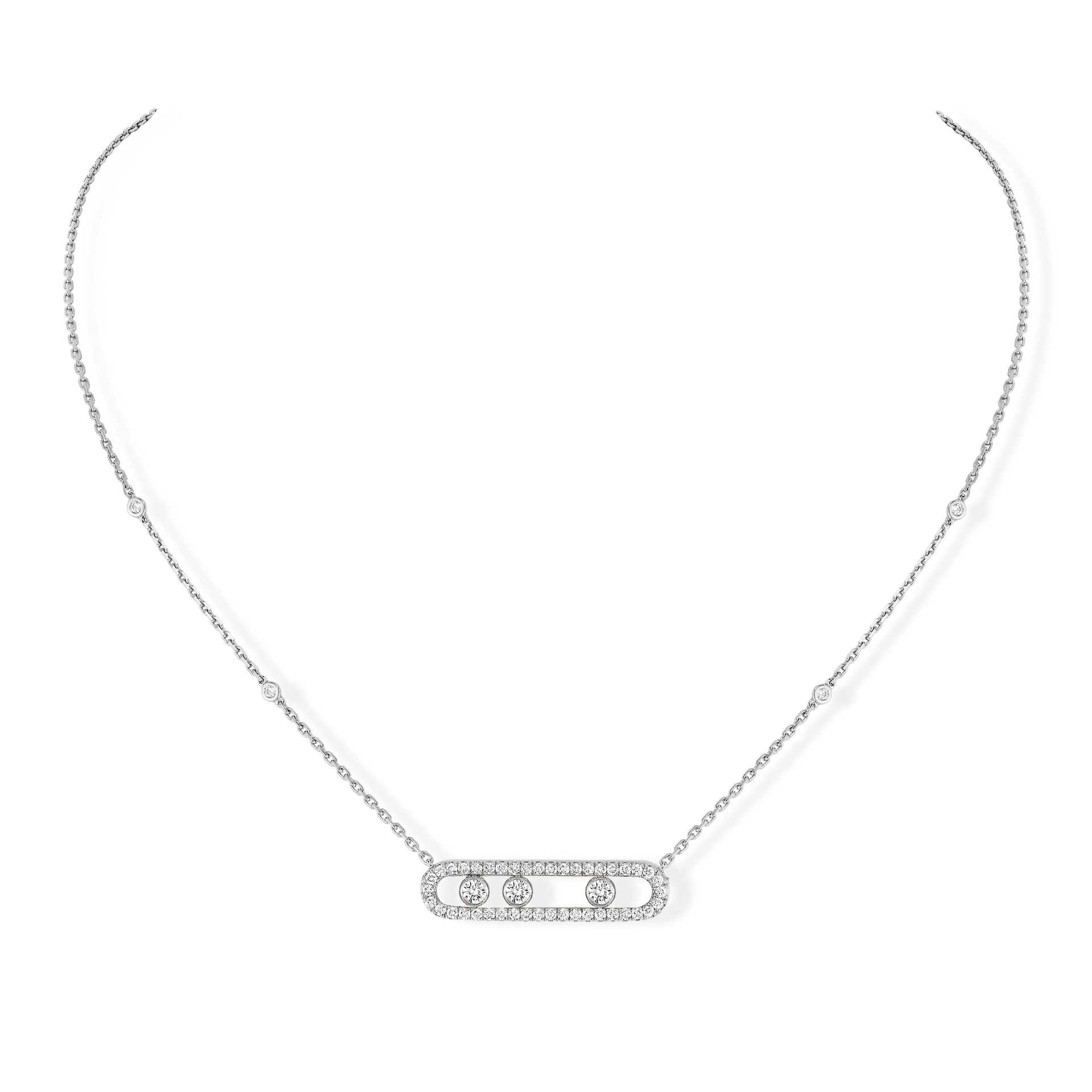 Messika 18k White Gold Move Classique  0.66cttw Pavé Diamond Necklace 45cm Messika 18k White Gold Move Classique  0.66cttw Pavé Diamond Necklace 45cm